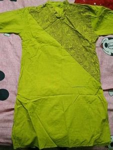 Lime Green Printed Kurta