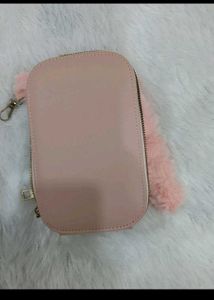 Pink Marble bag with Fur Accent