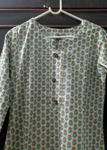 Mint Green Floral Printed Kurti | Size 38 | Brand