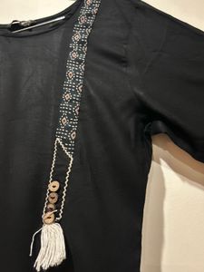 Black Kurta Pant Co-ord Set with Ethnic Print