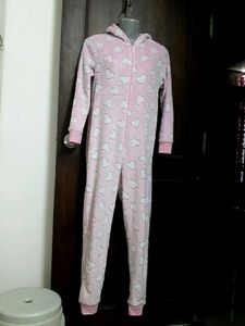 Cozy Pink Heart Fleece Onesie