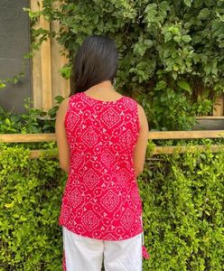 Pink Bandhani Print Kurta
