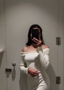Off-Shoulder Ribbed Knit Dress