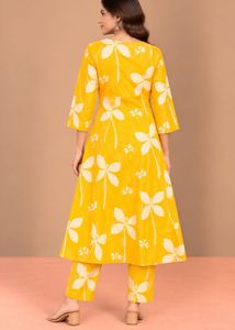 Yellow Floral Print Kurta Set