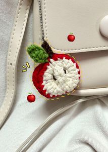 Cute Crochet Apple Keychain Charm