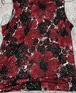 Alfani Women's Red Black Floral Sleeveless Top