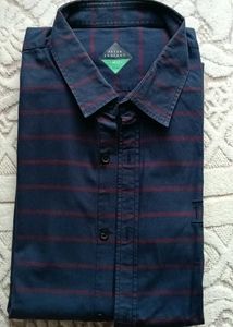 Peter England Navy Striped Shirt