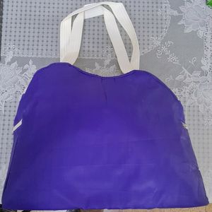 Purple and white synthetic Tote Bag