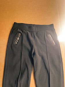 Stylish Black Trousers with Faux Leather Pockets