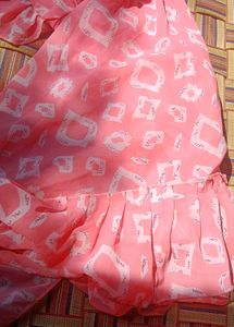 Charming Pink Dress Material with White Print