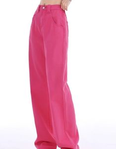 Hot Pink Wide Leg Denim Pants