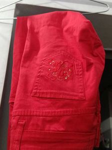 Red Colour Party Wear Jeans Never Used