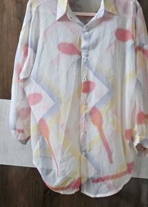 Abstract Print Button-Up Shirt