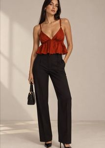 Chic Red Satin Cami Top