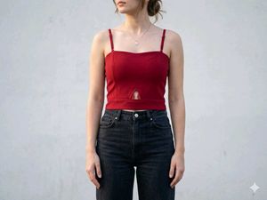 Red Cropped Camisole Top