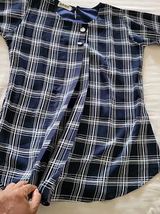 Classic Navy &amp; White Plaid Top