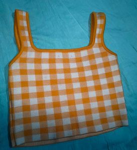 Retro Gingham Square Neck Tank Top