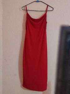 Red Spaghetti Strap Midi Dress