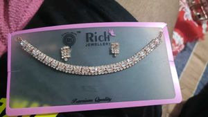 Elegant CZ Choker Necklace &amp; Earring Set