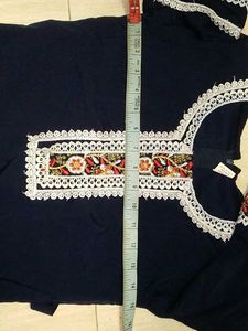 Elegant Navy Blue Kurta Pant Set.