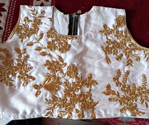 Elegant crop top with Golden Embroidery