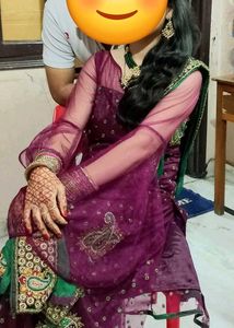 wine full flare plazzo suit dupatta