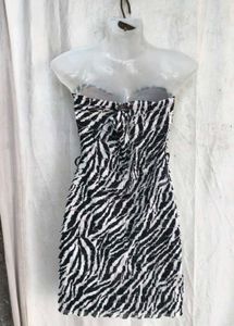 91810. Zebra Print Strapless Mini Dress