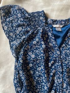 Navy Floral Flutter Sleeve Dress