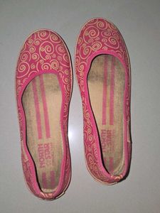 Pink Embroidered Ballet Flats