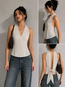 Sparkly Halter Neck Back Tie Top
