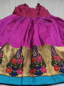 Magenta &amp; Gold Embroidered Dress