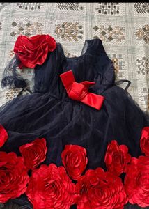 SALE!!!!Stunning Navy Blue  frock with Red Roses