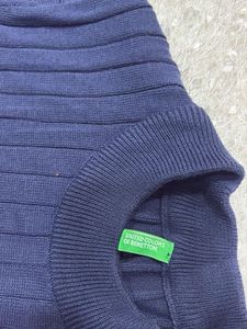 Navy Ribbed Knit Midi Dress