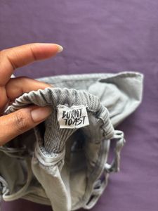 Light Grey Ruffled Crop Top