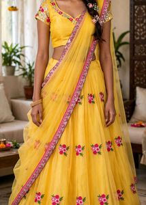 Yellow Embroidered Lehenga Choli