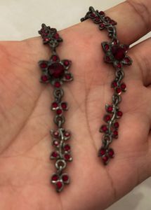 victorian  Red Stone Dangle Earrings