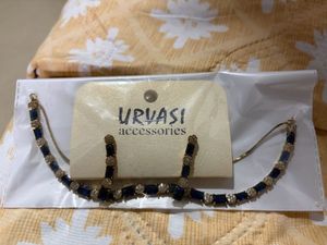 Urvasi Accessories Blue Stone Necklace & Earring S