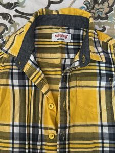 Babyhug Yellow Plaid Shirt and galac pant