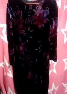 Velvet Floral Print Dress