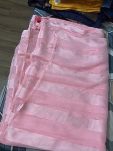 Elegant Pink Striped Saree