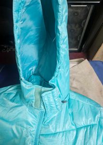 Aqua Puffer Jacket with Hood