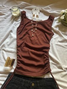 Ribbed Ruched Tank Top &amp; Distressed Shorts