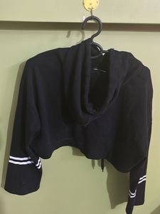 Black Cropped Hoodie with "A" Logo