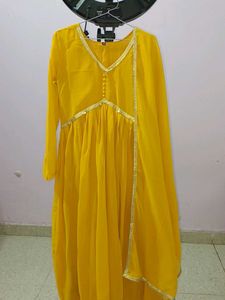 Elegant Yellow Anarkali Suit