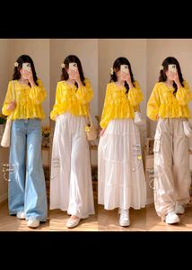 💛 Yellow Embroidered Peplum Top 💛