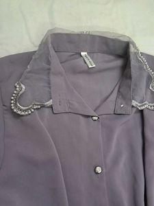 Vintage Style Purple Puff Sleeve Blouse