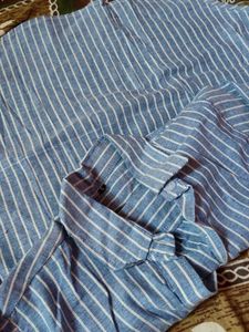 Blue Striped Button-Up Shirt