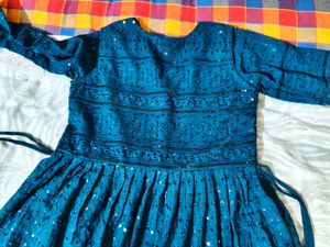 Teal Sequined Anarkali Gown