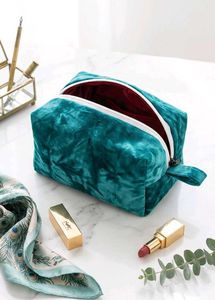 Teal Velvet Makeup Pouch