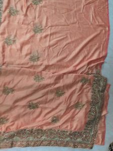 Elegant Peach Embroidered Saree